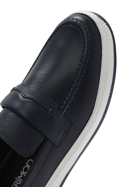 Erkek Lacivert Deri Loafer