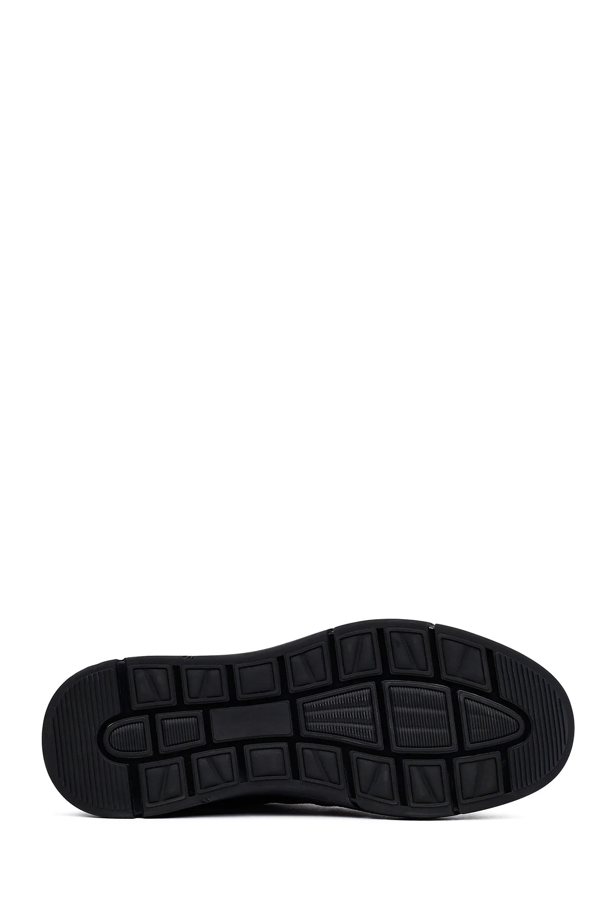 Erkek Siyah Bağcıklı Kalın Tabanlı Deri Casual Sneaker