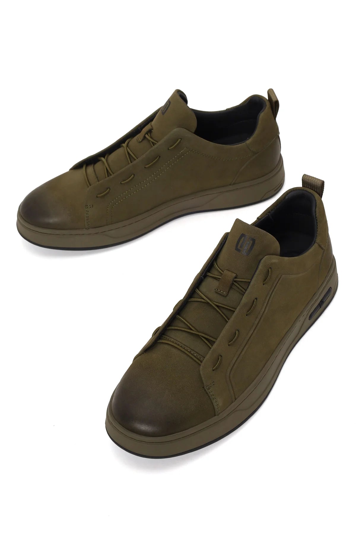 Erkek Haki Bağcıklı Nubuk Deri Sneaker