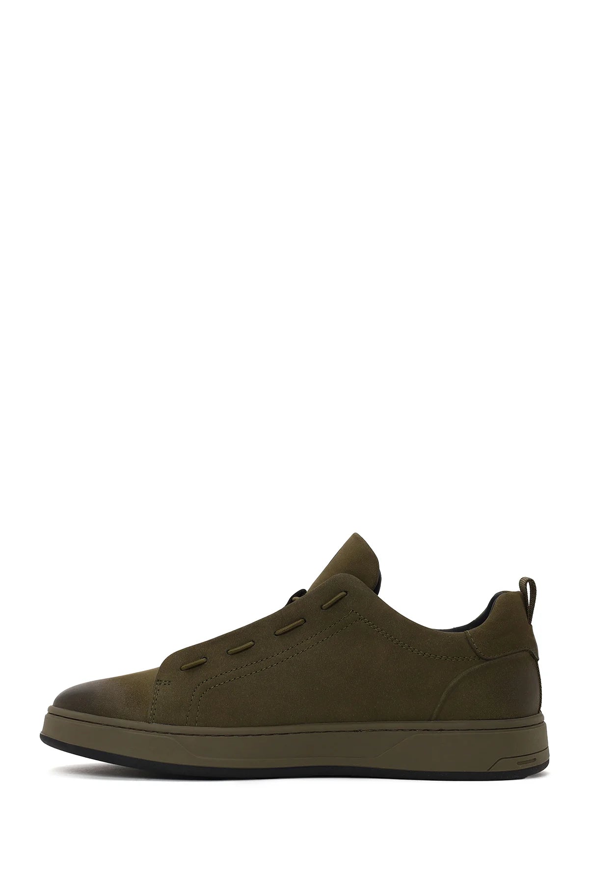 Erkek Haki Bağcıklı Nubuk Deri Sneaker