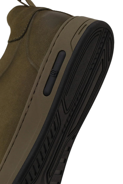 Erkek Haki Bağcıklı Nubuk Deri Sneaker