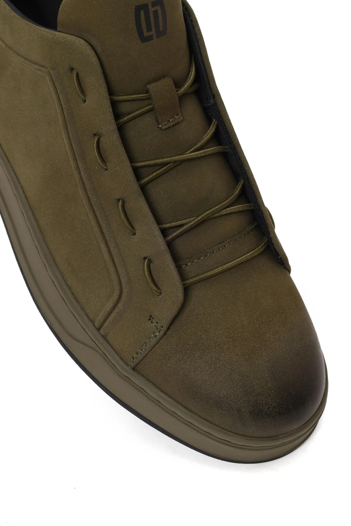 Erkek Haki Bağcıklı Nubuk Deri Sneaker
