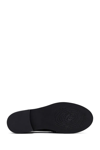 Kadın Siyah Tokalı Deri Maskülen Loafer