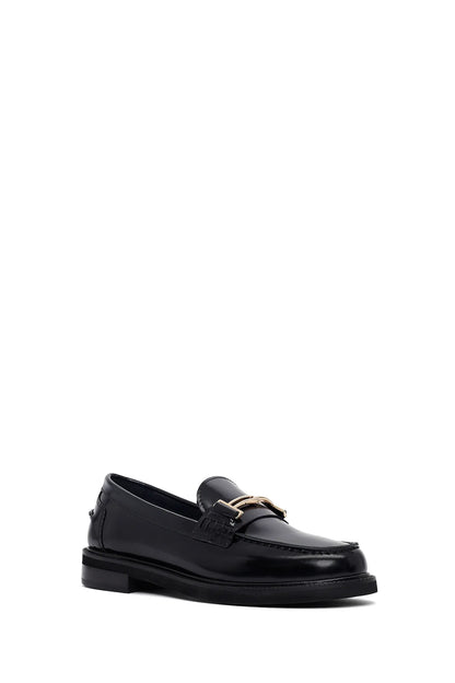 Kadın Siyah Tokalı Deri Maskülen Loafer
