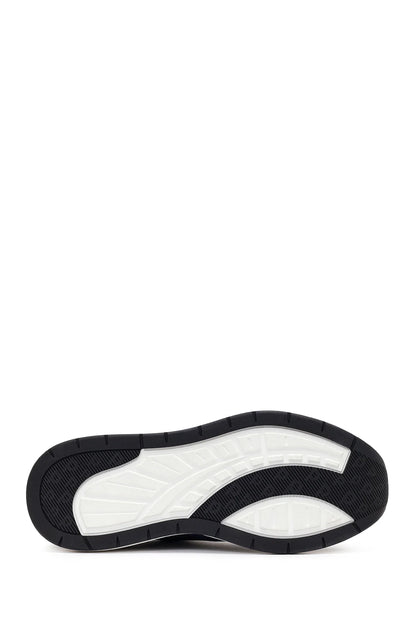 Erkek Lacivert Bağcıklı Kalın Tabanlı Deri Casual Sneaker