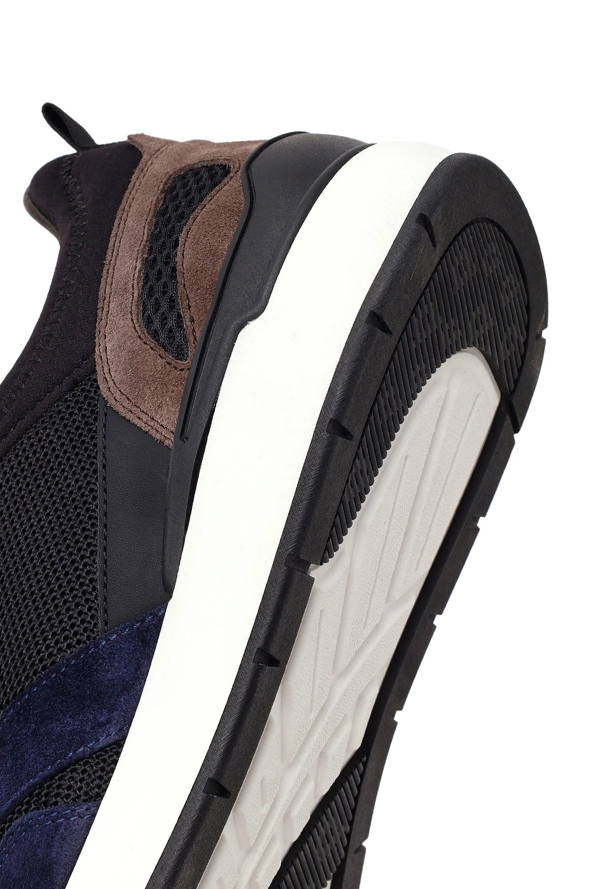 Erkek Lacivert Bağcıklı Kalın Tabanlı Deri Casual Sneaker