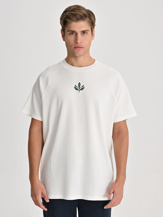 Fenerbahçe Ekru Trend Yeşil Palamutlu Erkek Oversize Tshirt