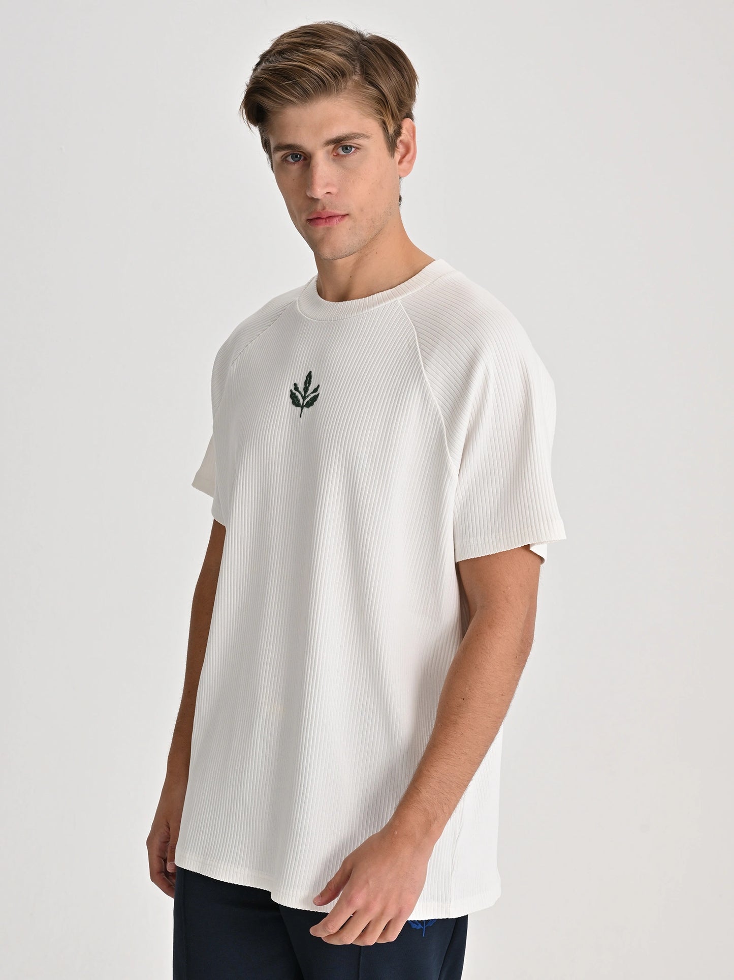 Fenerbahçe Ekru Trend Yeşil Palamutlu Erkek Oversize Tshirt