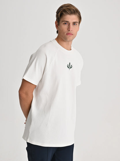 Fenerbahçe Ekru Trend Yeşil Palamutlu Erkek Oversize Tshirt