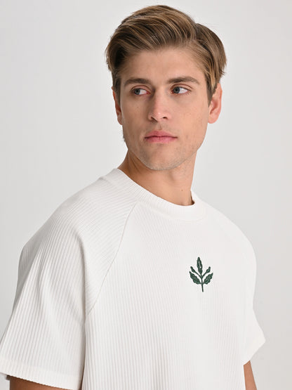 Fenerbahçe Ekru Trend Yeşil Palamutlu Erkek Oversize Tshirt