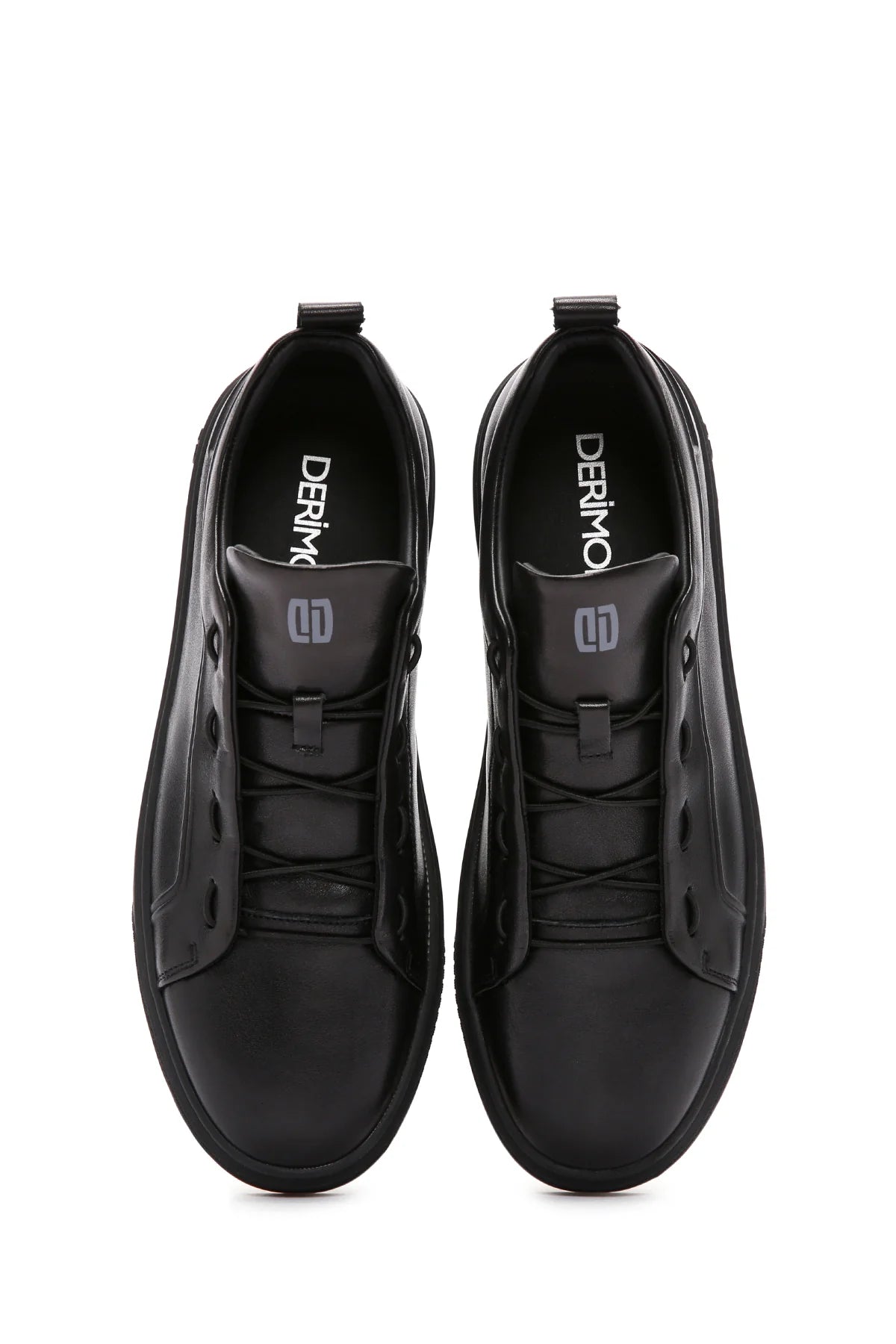 Erkek Siyah Bağcıklı Deri Sneaker