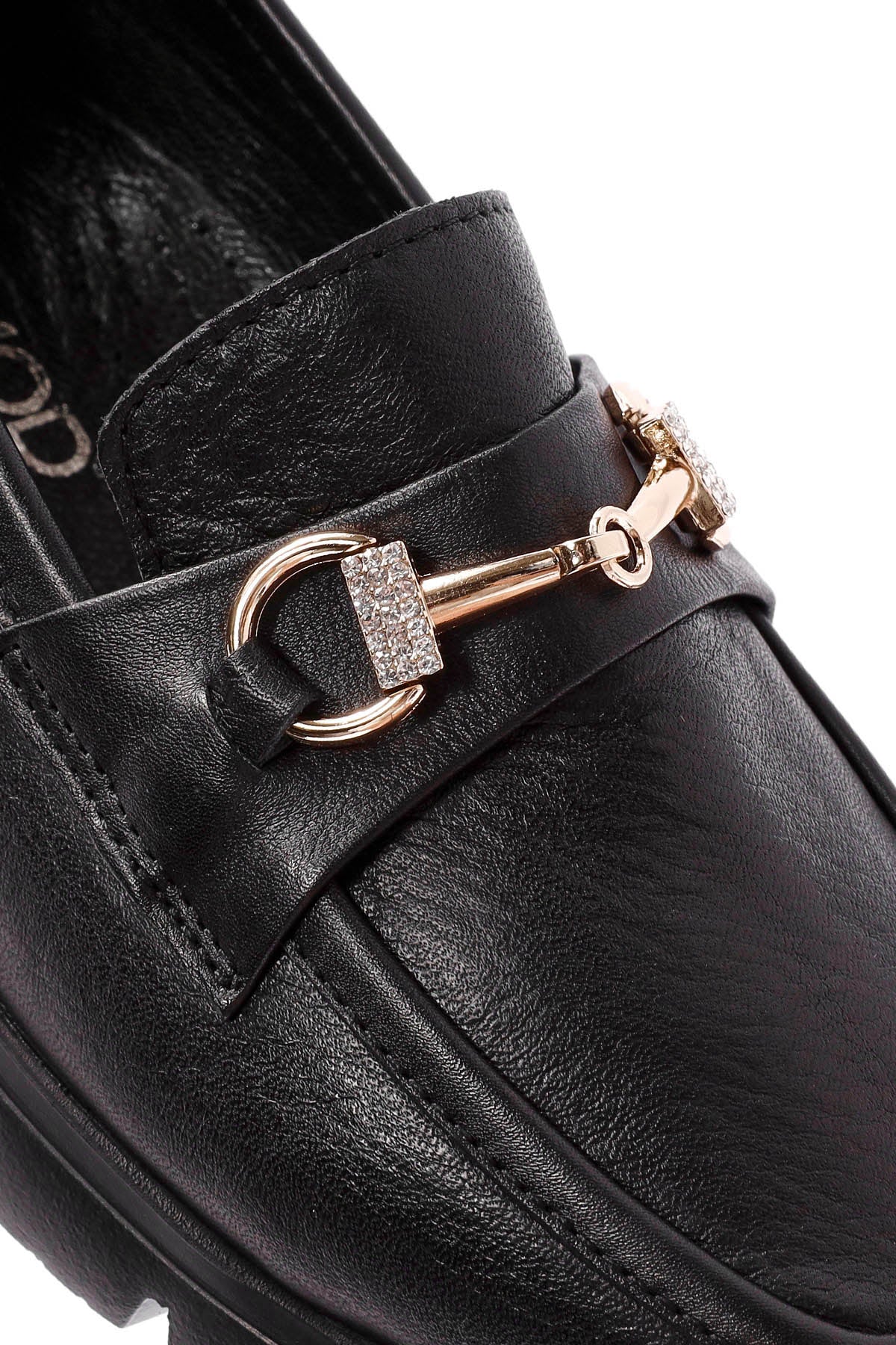 Kadın Siyah Toka Detaylı Deri Comfort Loafer