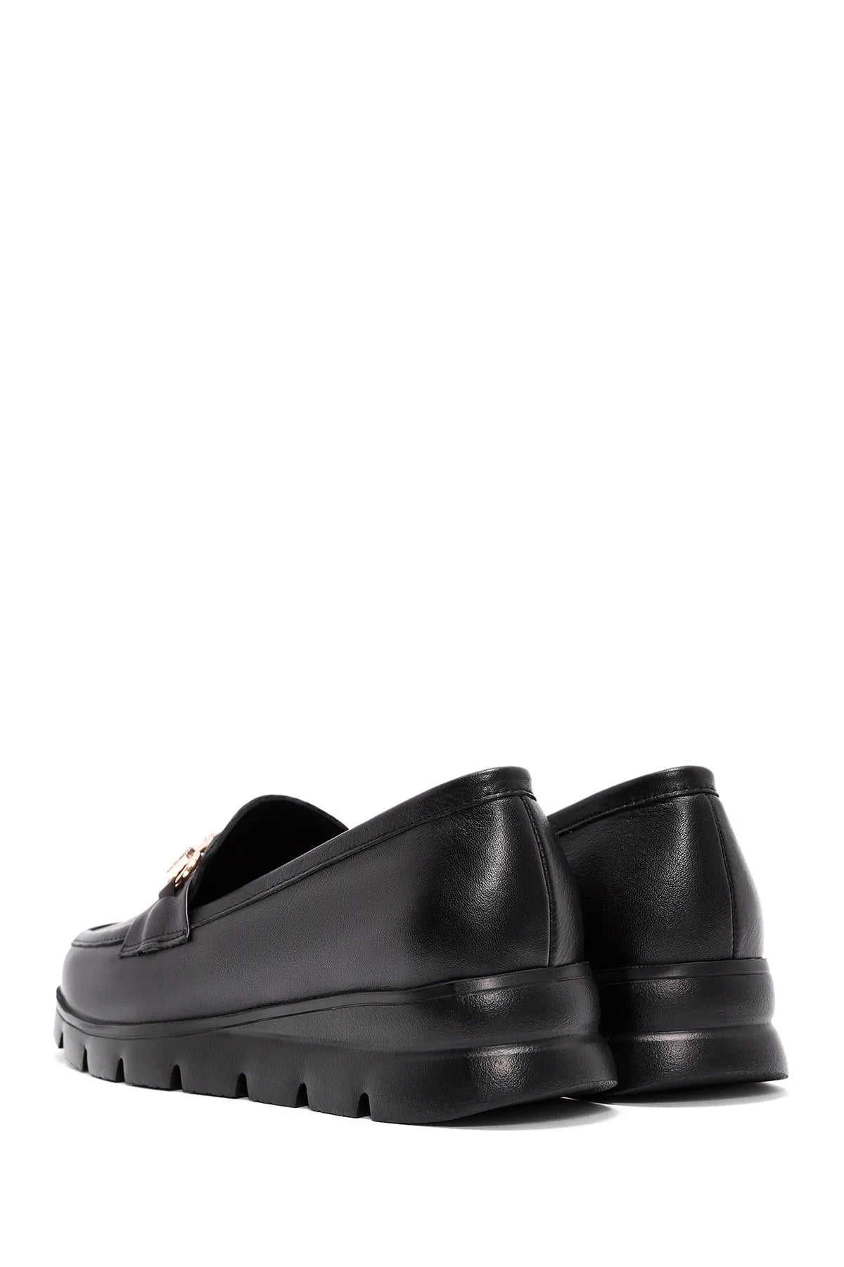 Kadın Siyah Toka Detaylı Deri Comfort Loafer