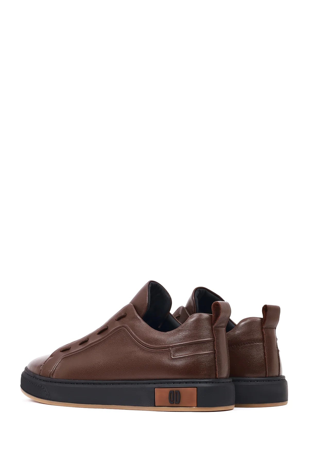 Erkek Kahverengi Bağcıklı Deri Sneaker