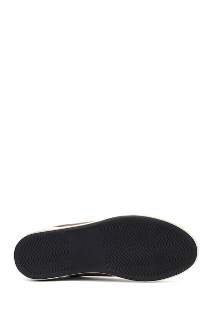 Kadın Bej Bağcıklı Kalın Tabanlı Süet Deri Sneaker