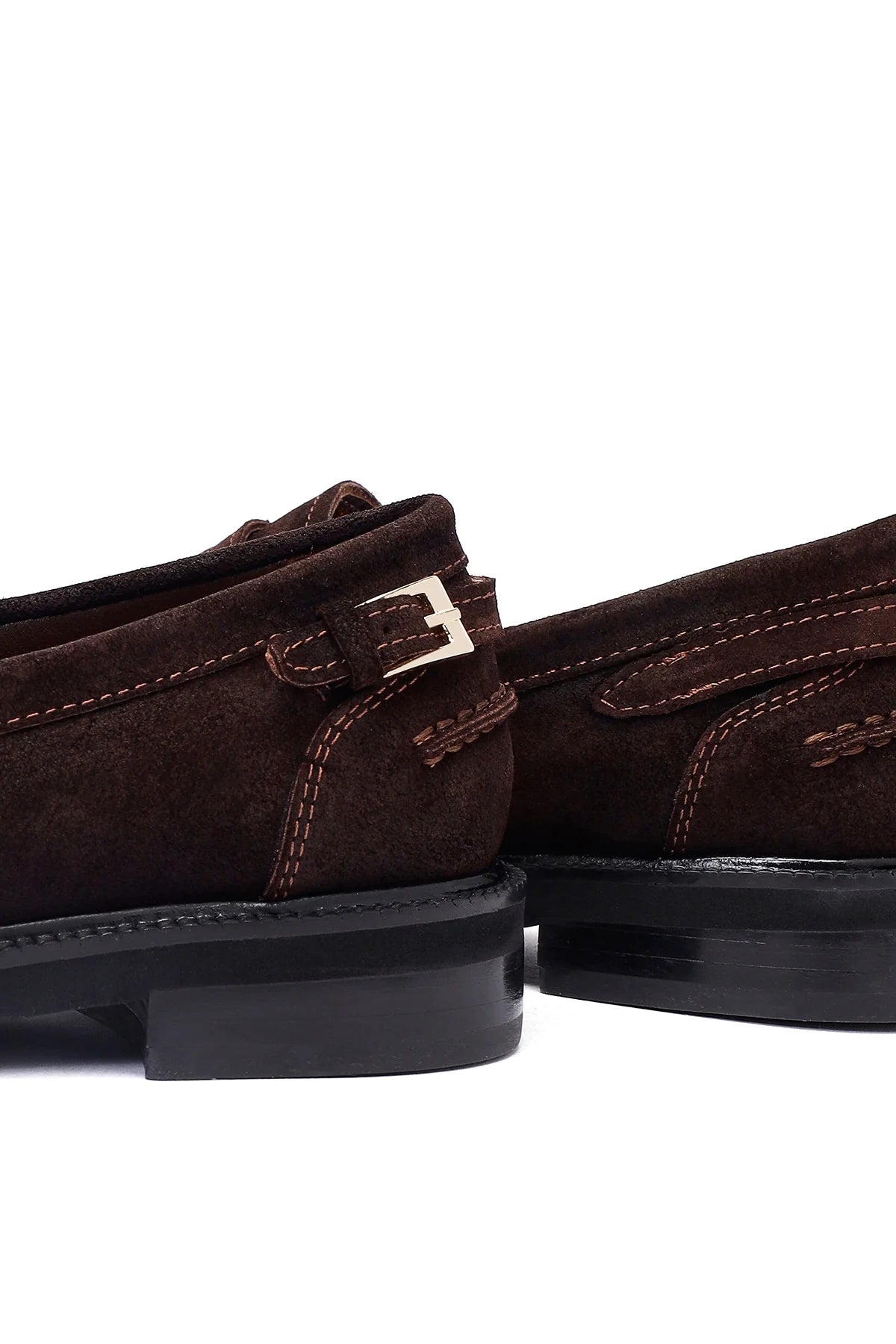 Kadın Kahverengi Tokalı Süet Deri Maskülen Loafer