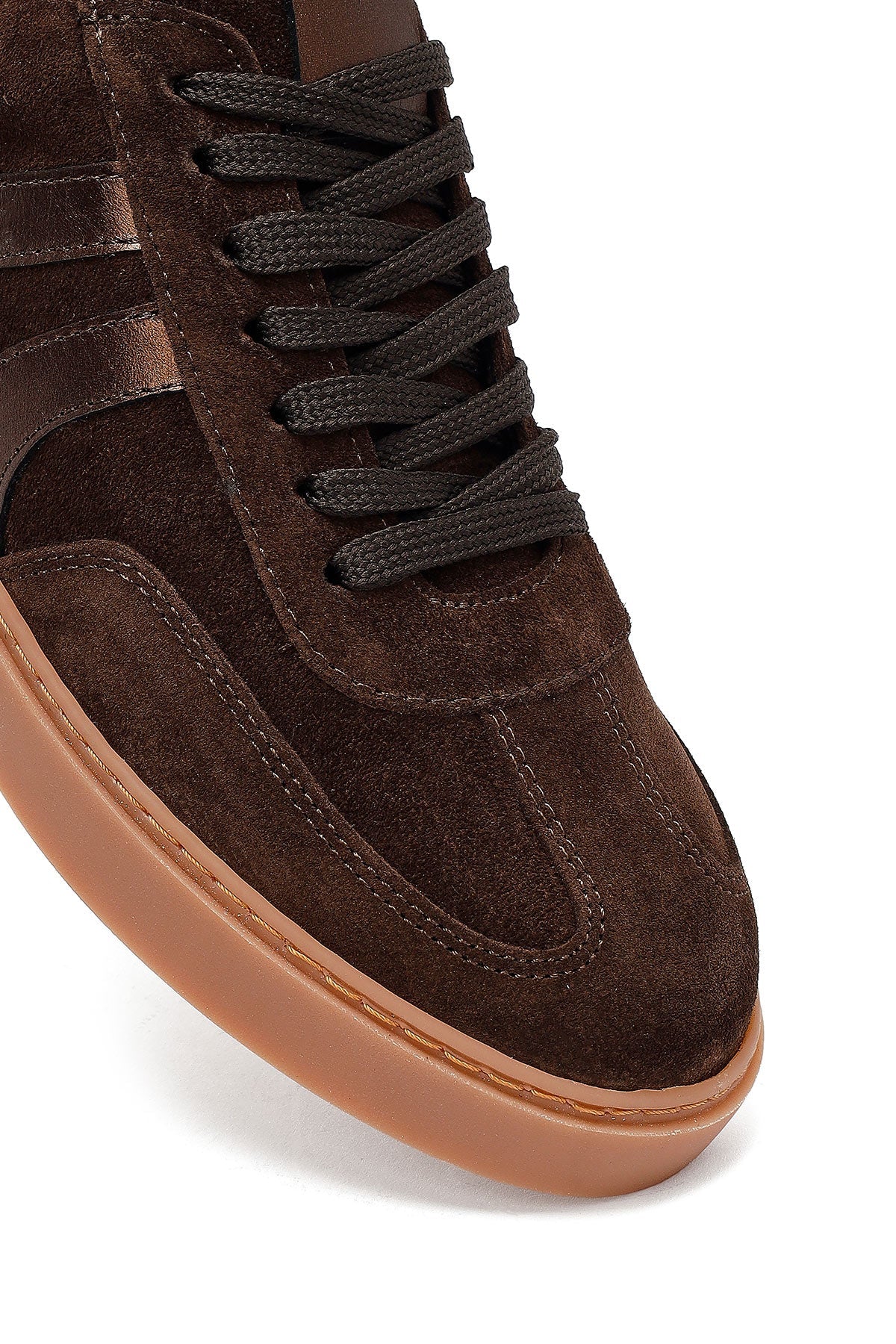 Kadın Kahverengi Bağcıklı Süet Deri Sneaker
