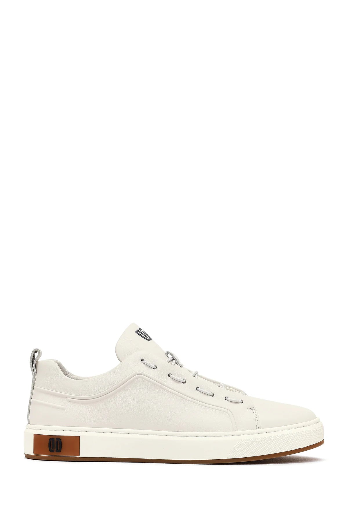 Erkek Beyaz Bağcıklı Deri Sneaker