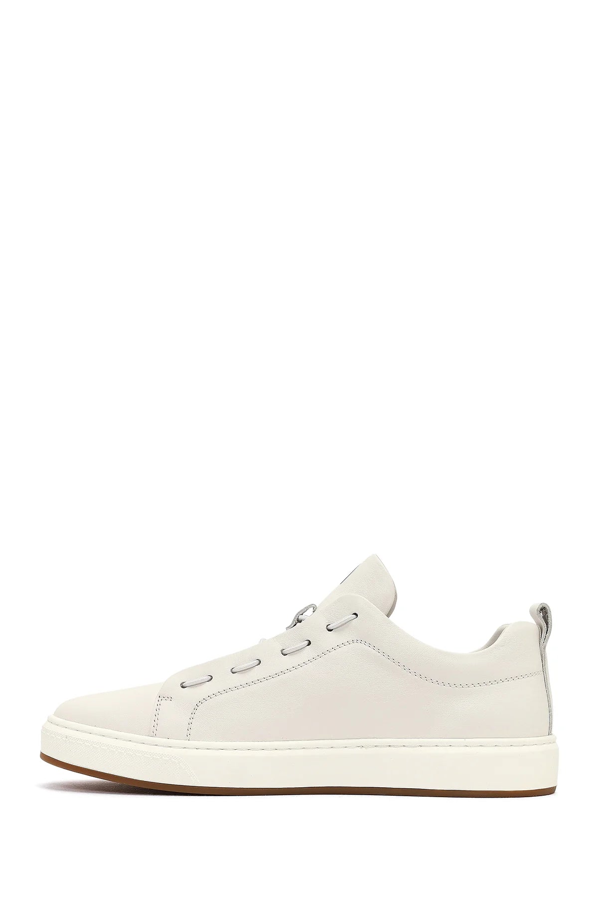 Erkek Beyaz Bağcıklı Deri Sneaker