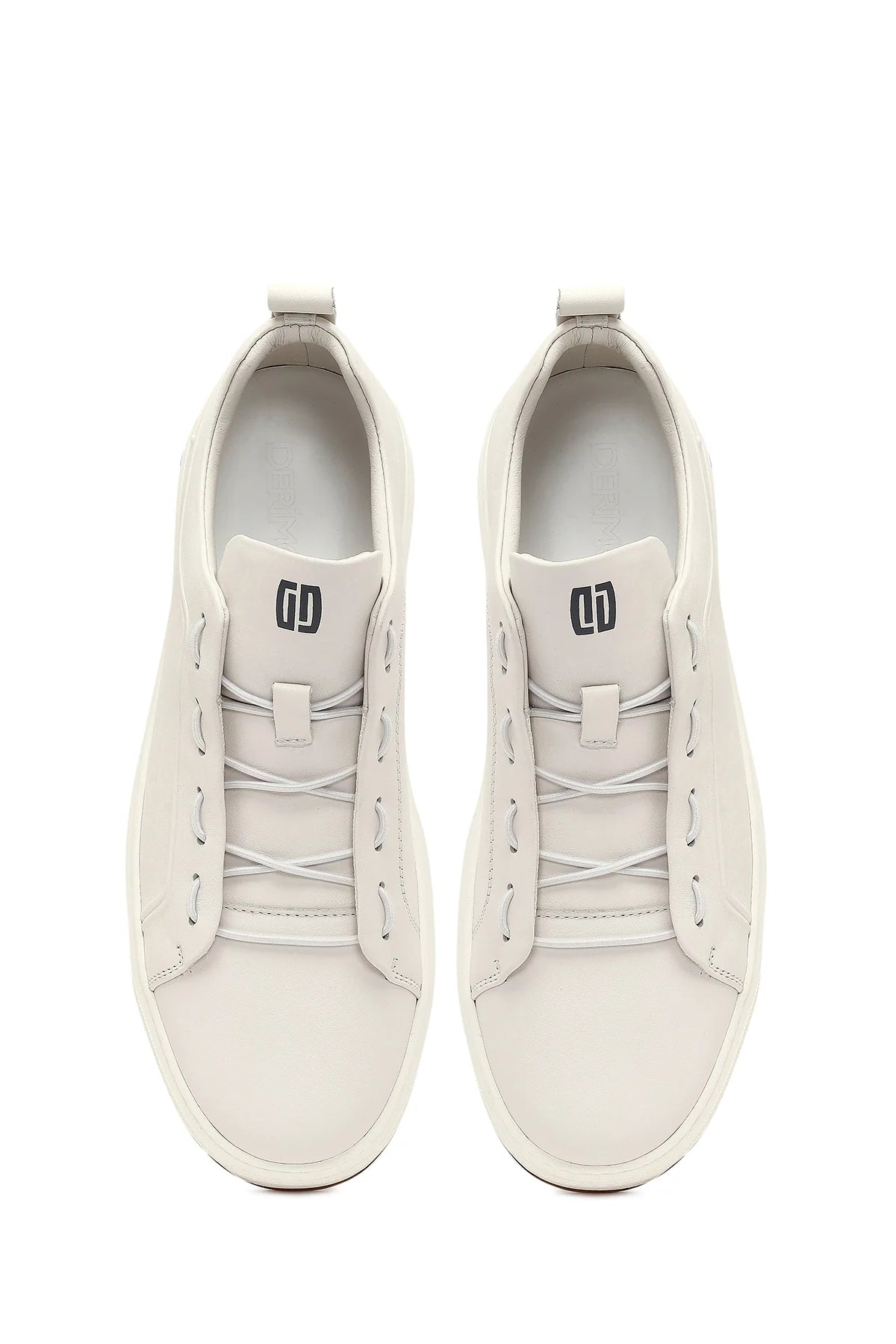 Erkek Beyaz Bağcıklı Deri Sneaker