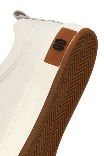 Erkek Beyaz Bağcıklı Deri Sneaker