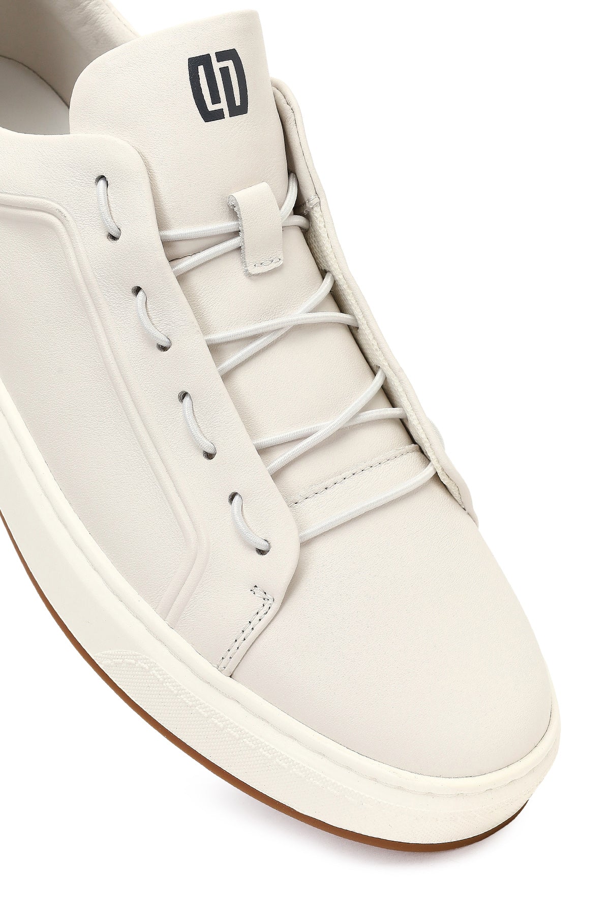 Erkek Beyaz Bağcıklı Deri Sneaker