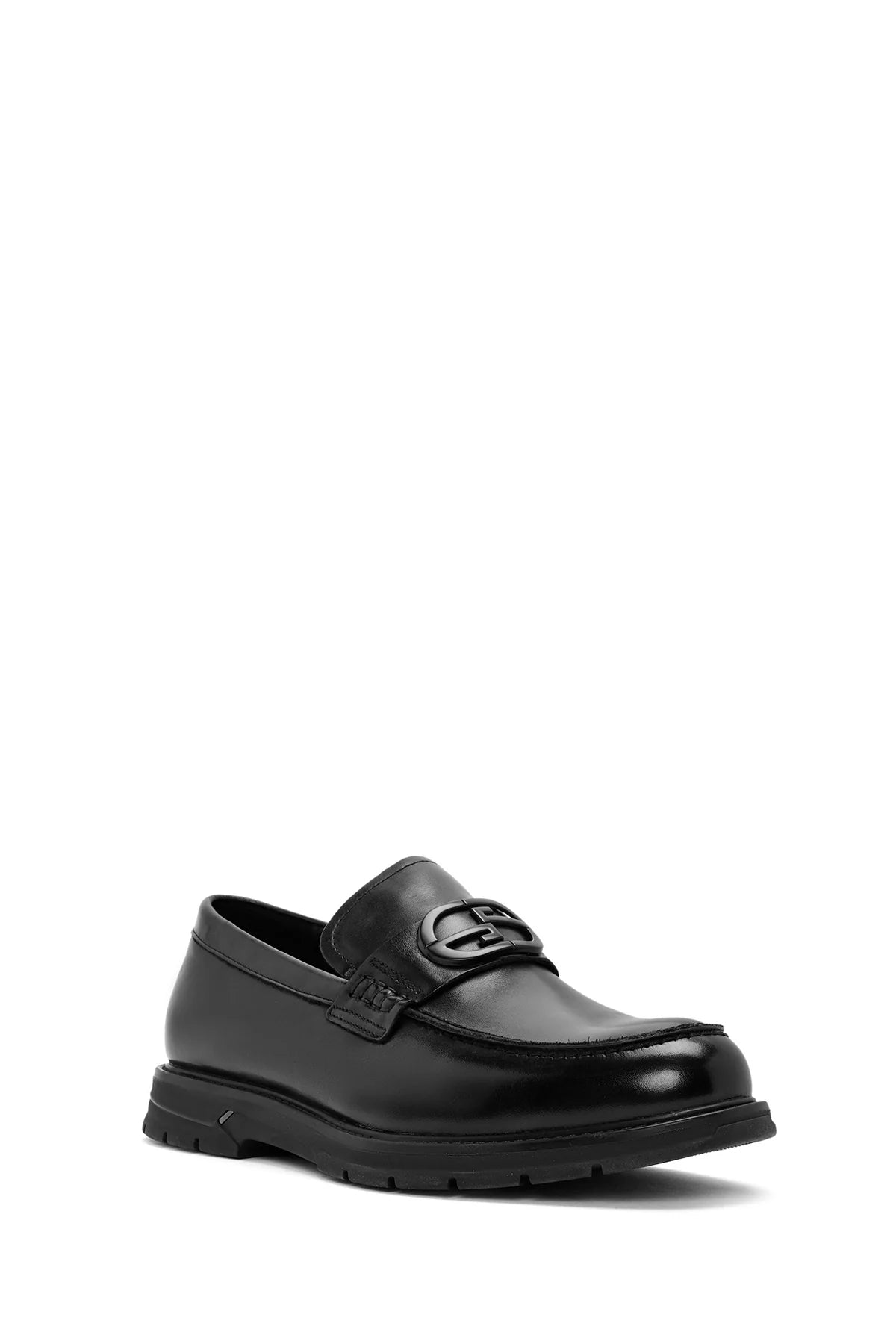 Erkek Siyah Tokalı Deri Casual Loafer