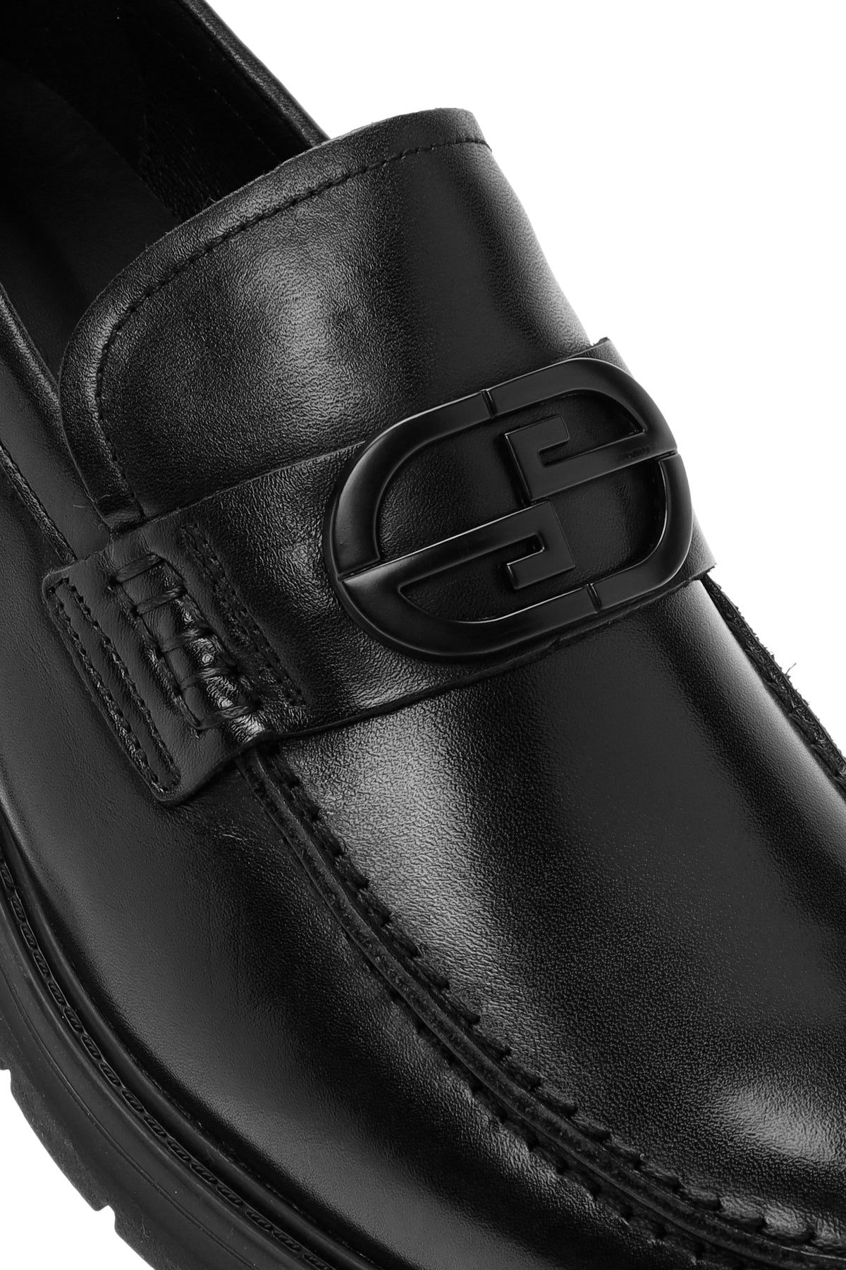 Erkek Siyah Tokalı Deri Casual Loafer