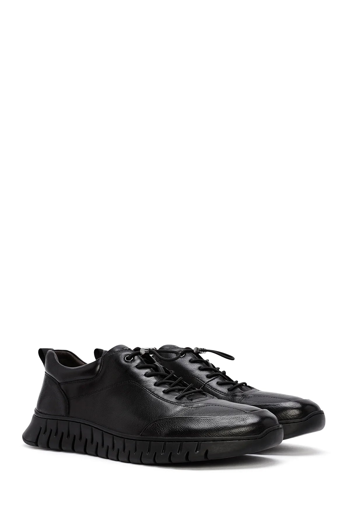 Derimod Fly Erkek Siyah Bağcıklı Deri Casual Sneaker