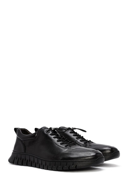 Derimod Fly Erkek Siyah Bağcıklı Deri Casual Sneaker