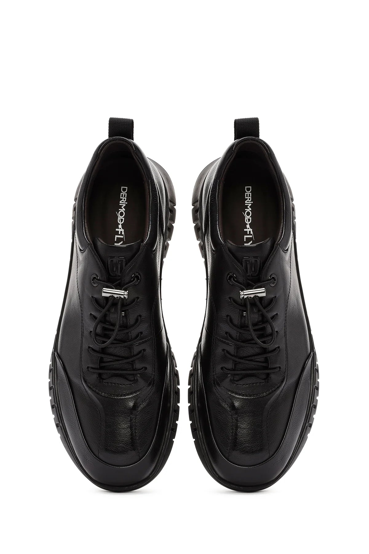 Derimod Fly Erkek Siyah Bağcıklı Deri Casual Sneaker