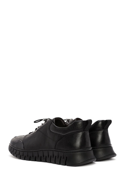 Derimod Fly Erkek Siyah Bağcıklı Deri Casual Sneaker