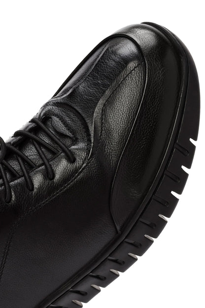 Derimod Fly Erkek Siyah Bağcıklı Deri Casual Sneaker