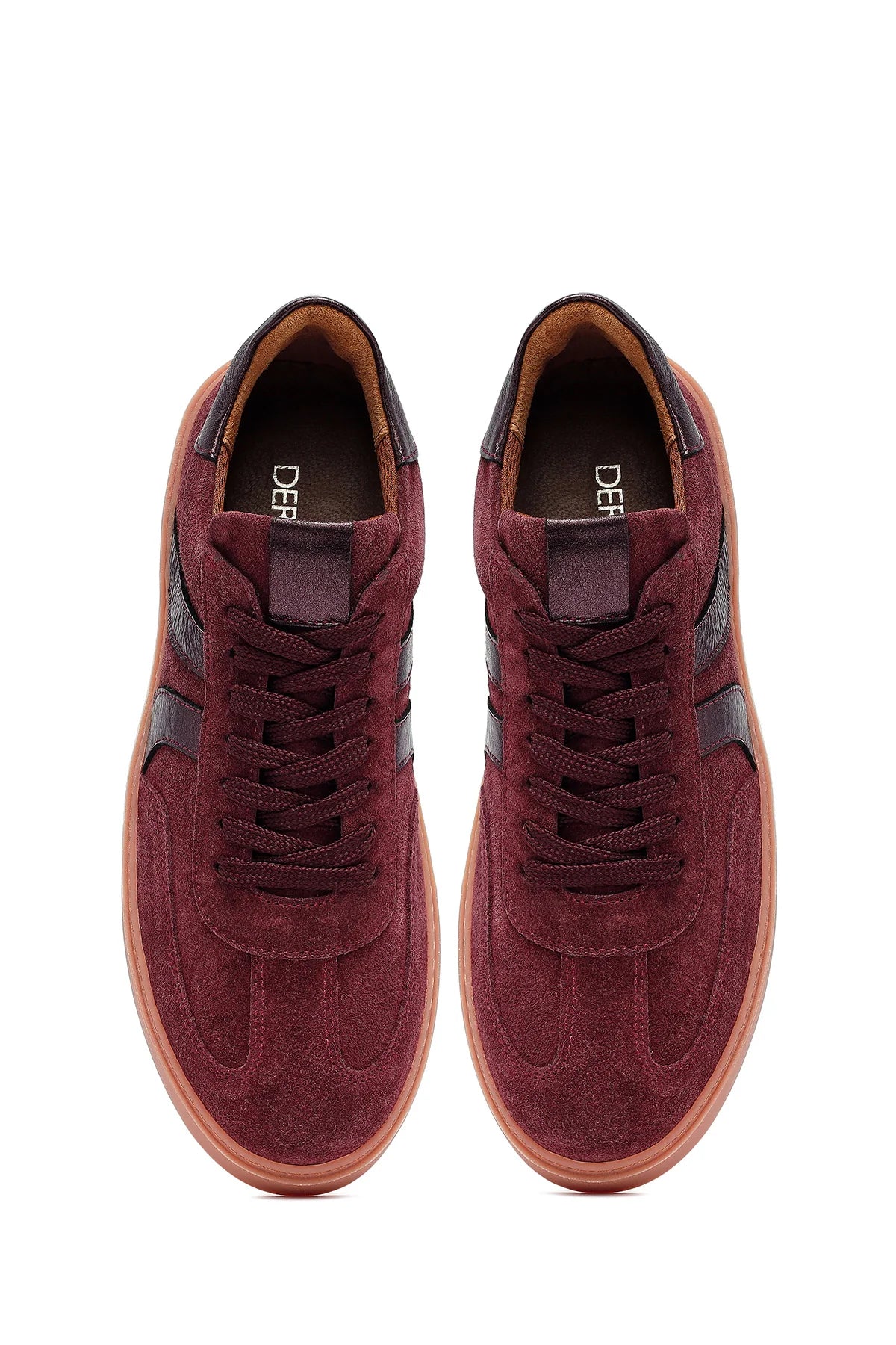 Kadın Bordo Bağcıklı Süet Deri Sneaker