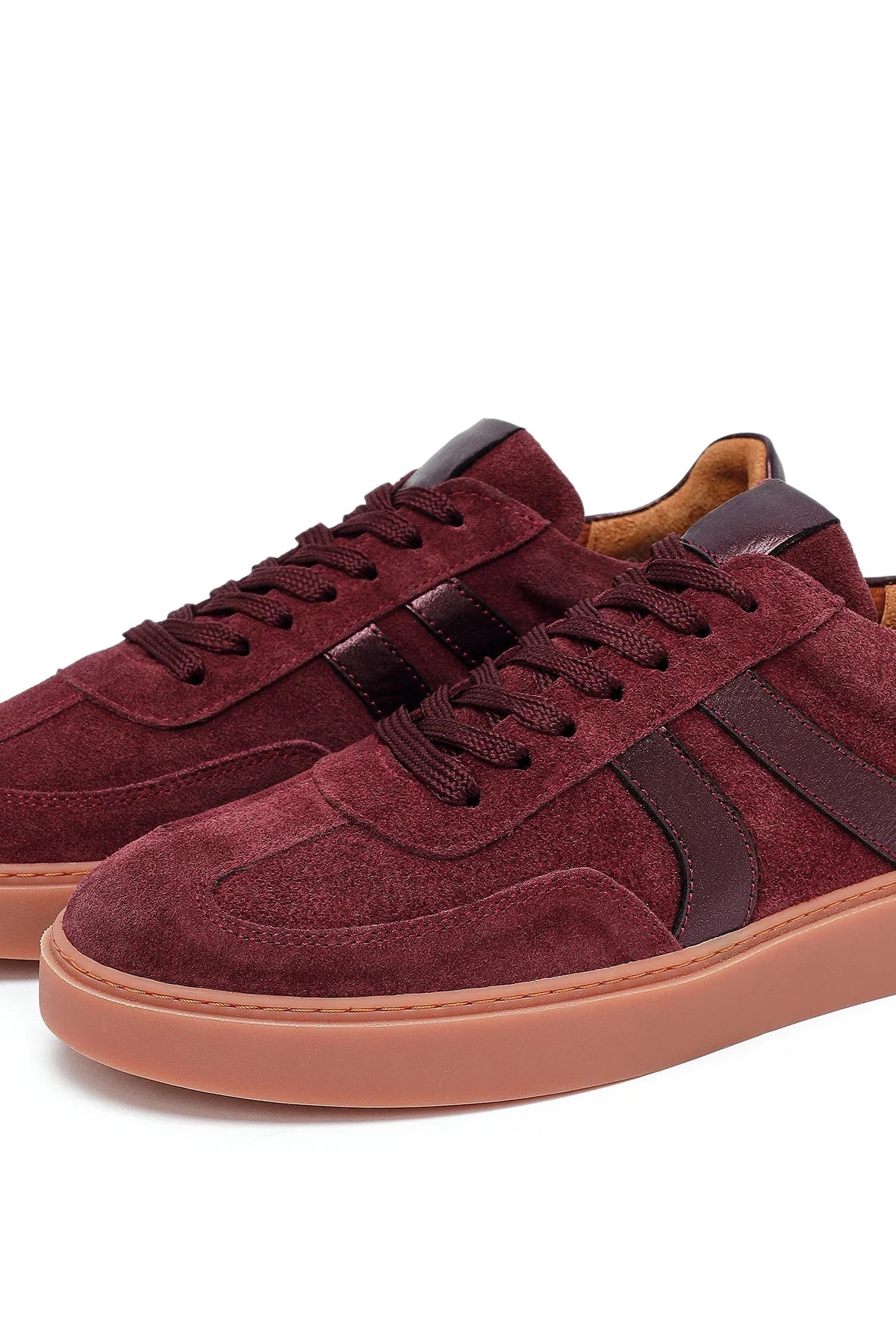 Kadın Bordo Bağcıklı Süet Deri Sneaker