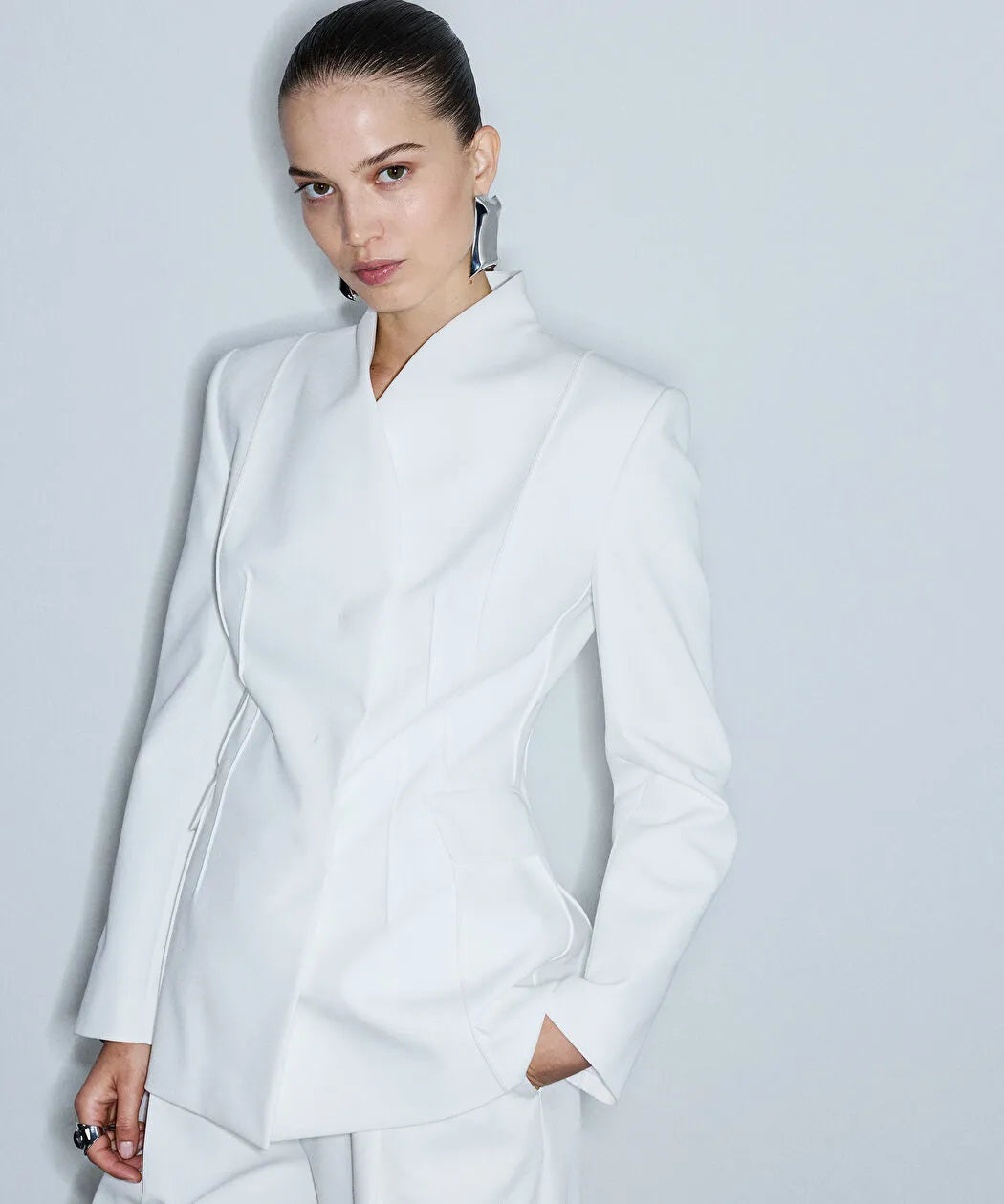 Ekru Bel Vurgulu Nervürlü Blazer Iw6260106116018 | Ipekyol