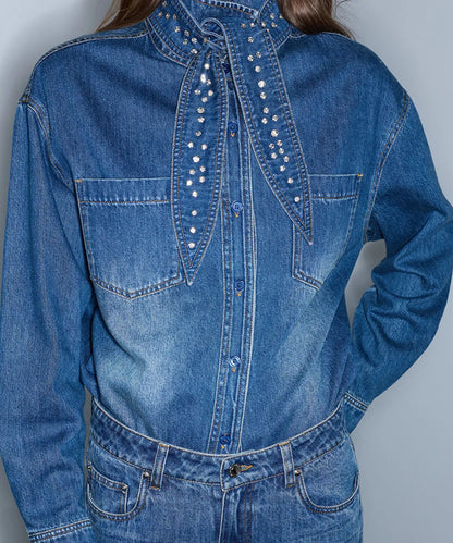 Mavi Çıkarılabilir Fularlı Denim Gömlek Iw6260025145629 | Ipekyol