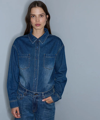 Mavi Çıkarılabilir Fularlı Denim Gömlek Iw6260025145629 | Ipekyol