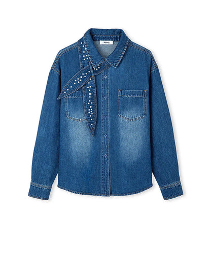 Mavi Çıkarılabilir Fularlı Denim Gömlek Iw6260025145629 | Ipekyol