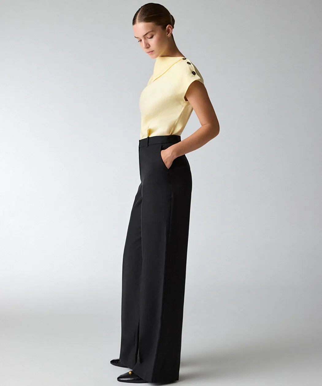 Siyah Wide Leg Pantolon Is1260003412001 | Ipekyol