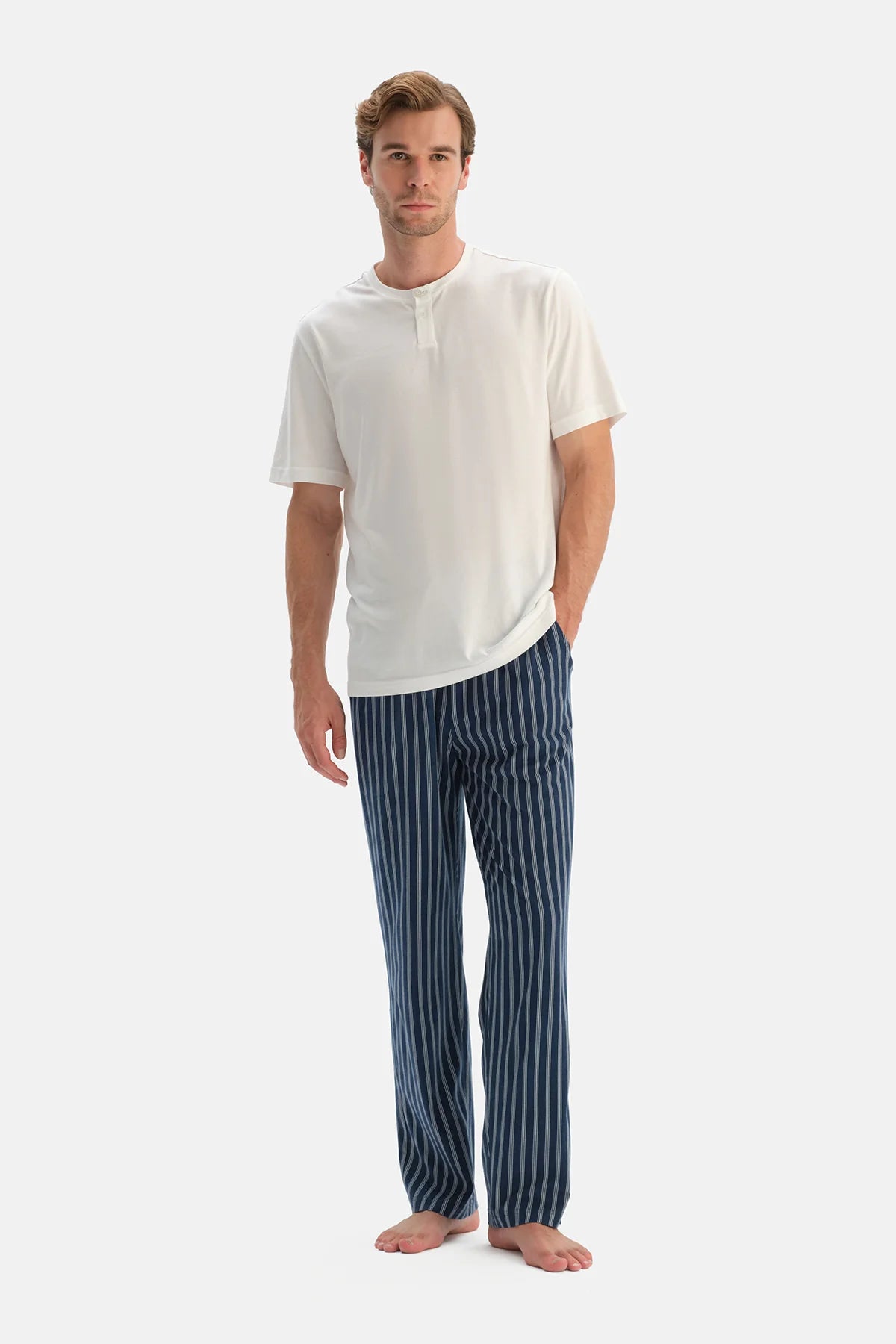 Lacivert Ikili Örme Pantolon
