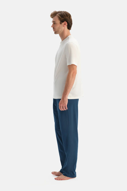 Lacivert Ikili Örme Pantolon