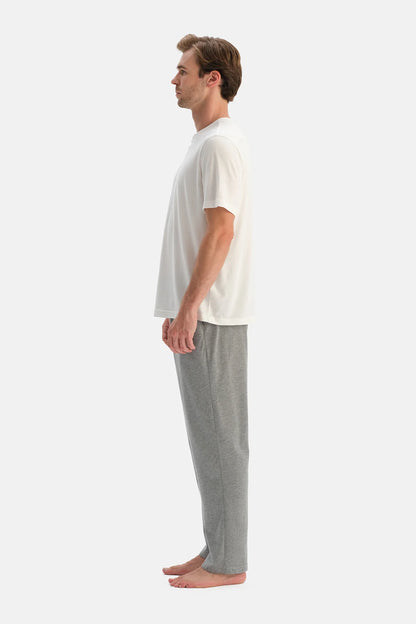 Gri Melanj-lacivert Ikili Örme Pantolon