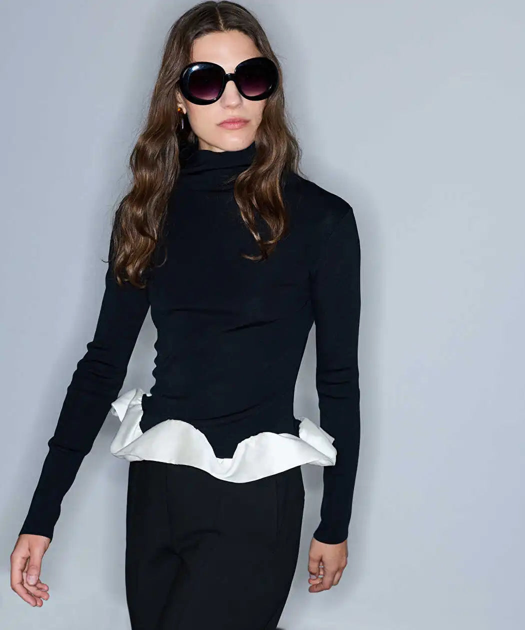 Siyah Kumaş Mix Colorblock Triko Iw6260050142001 | Ipekyol