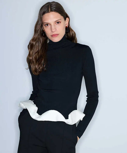 Siyah Kumaş Mix Colorblock Triko Iw6260050142001 | Ipekyol