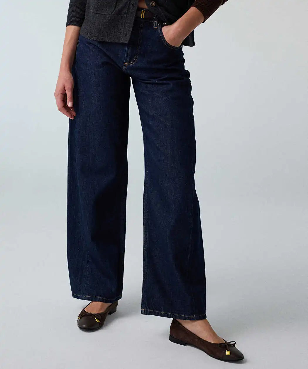 Lacivert Kemerli Barrel Fit Pantolon Iw6260018039015 | Ipekyol
