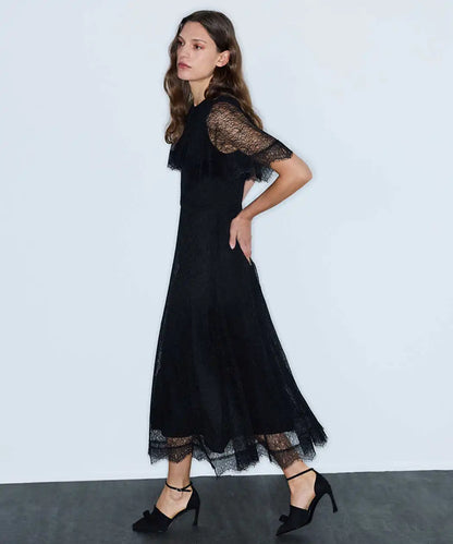 Siyah Dantel Midi Elbise Iw6260002149001 | Ipekyol
