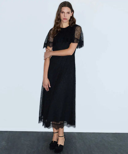 Siyah Dantel Midi Elbise Iw6260002149001 | Ipekyol