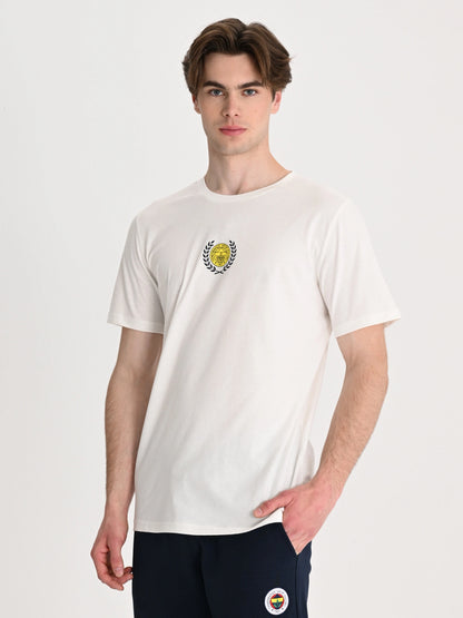 Fenerbahçe Ekru Kolej Çelenk Logolu Erkek Tshirt