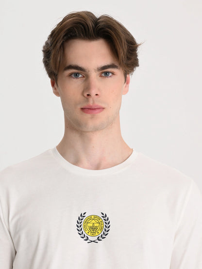Fenerbahçe Ekru Kolej Çelenk Logolu Erkek Tshirt